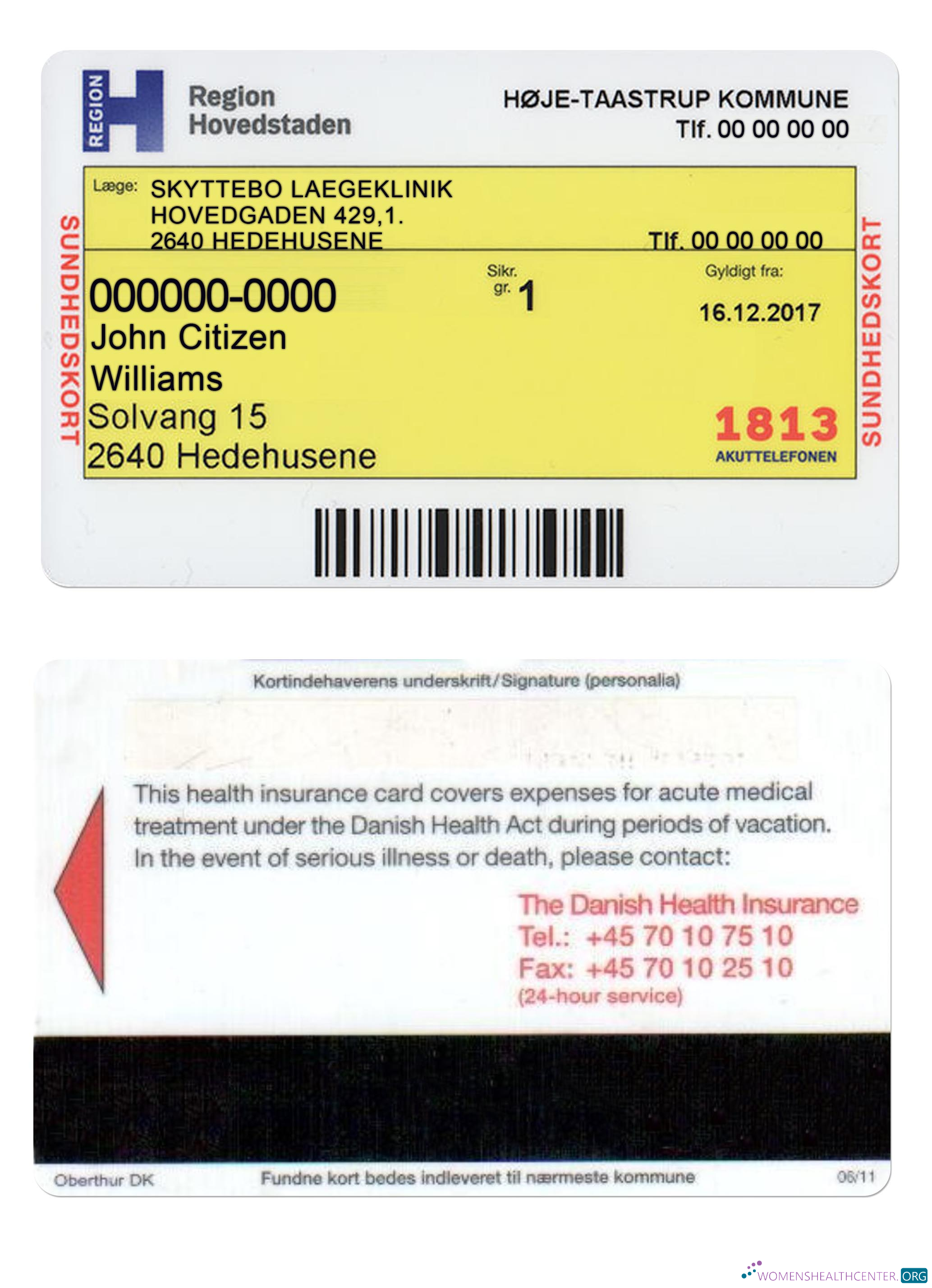 Download DENMARK health insurance card Photoshop template